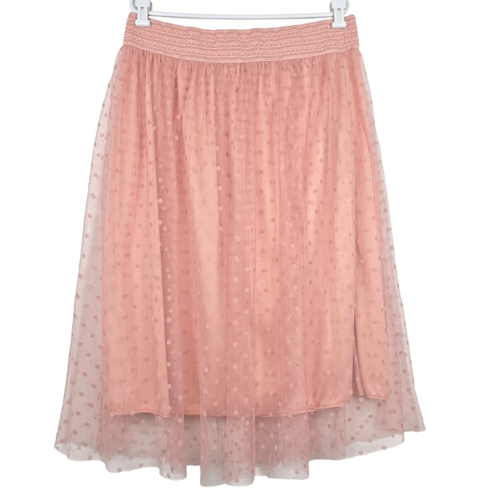 Metro Wear Pink Swiss Dot Tulle Midi Skirt Plus Size 3X Smocked Waist Balletcore